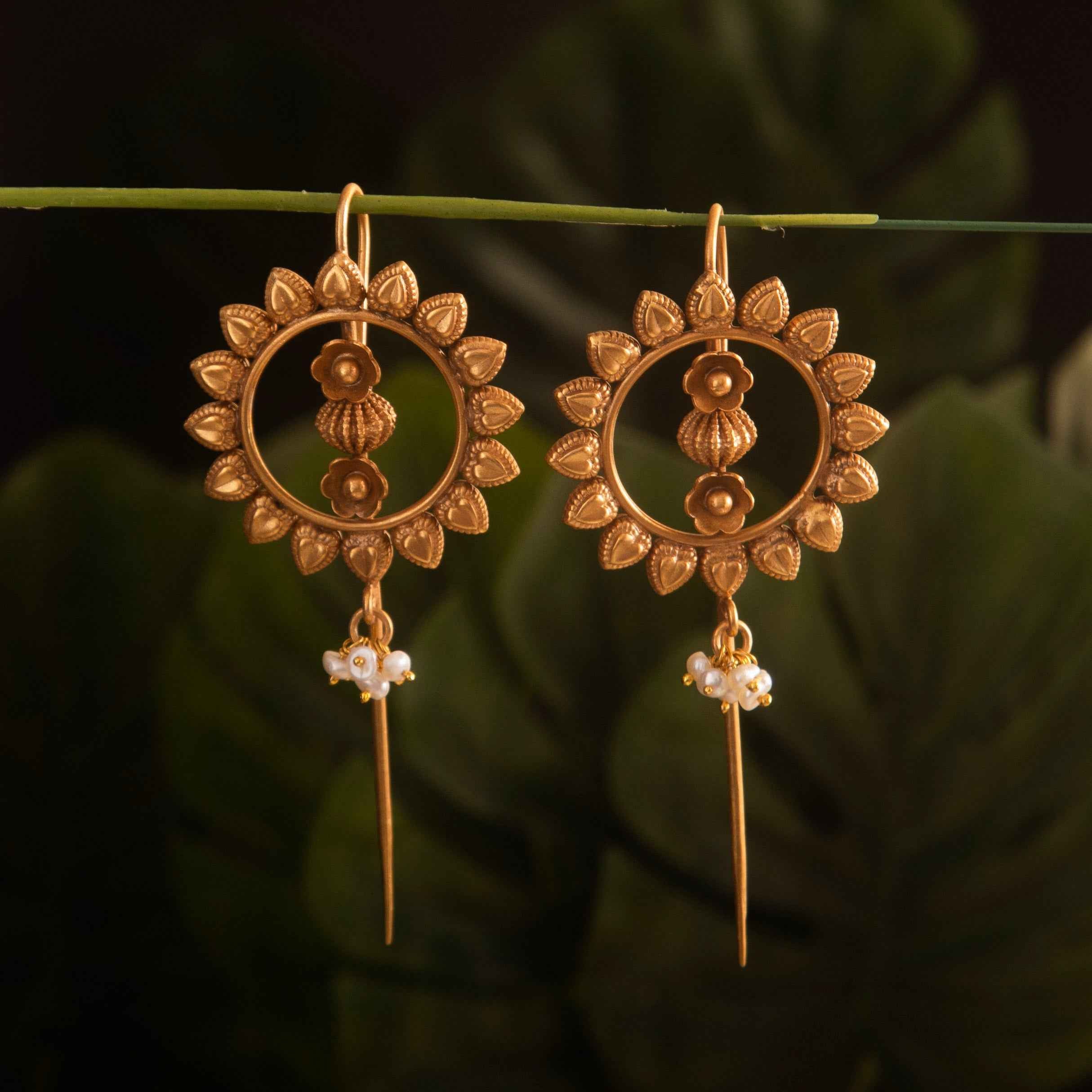 Gold Plated Sunburst Needle 925 Silver Ear Cuff