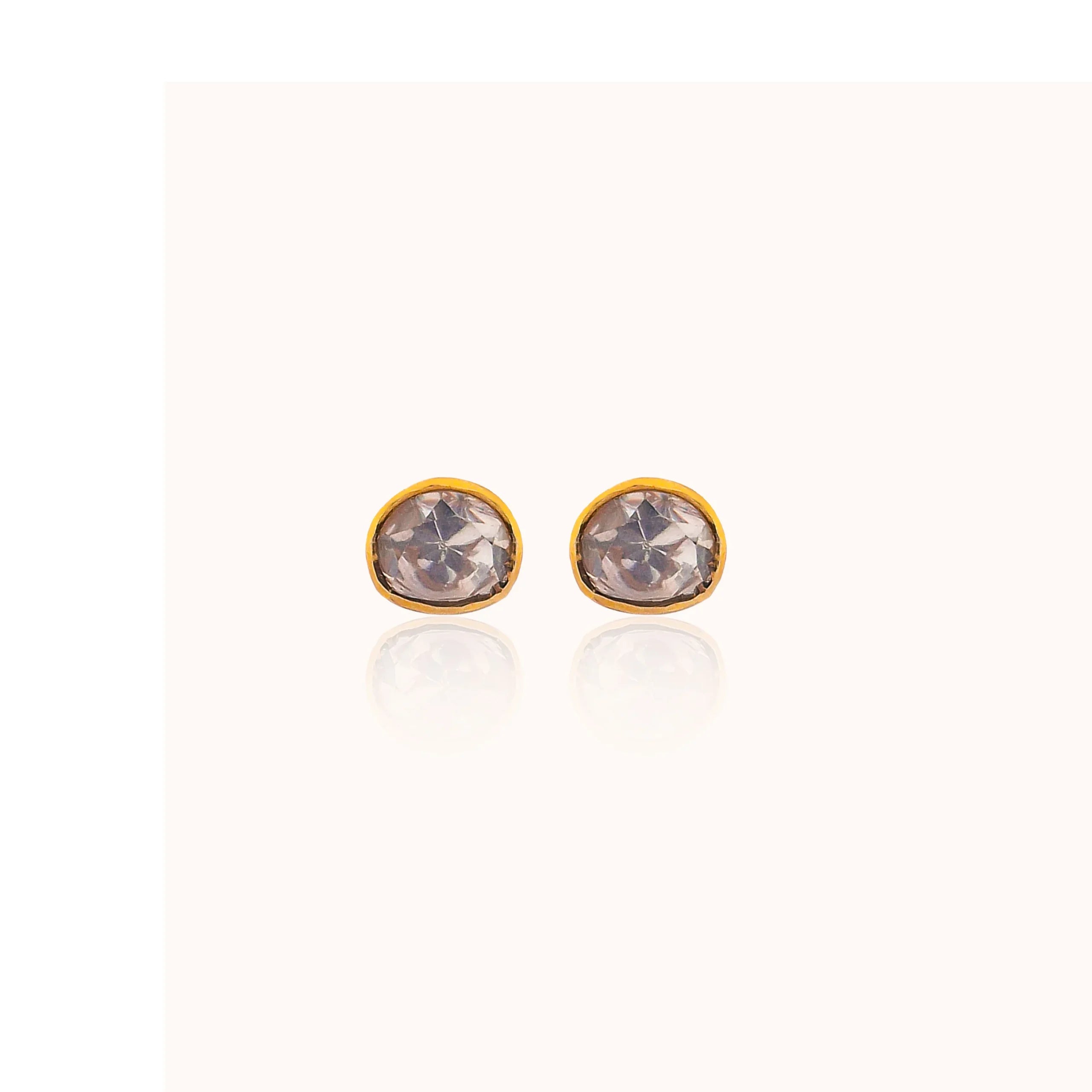 Classic Kundan Stud 925 Silver Earrings with 22K Gold Plating