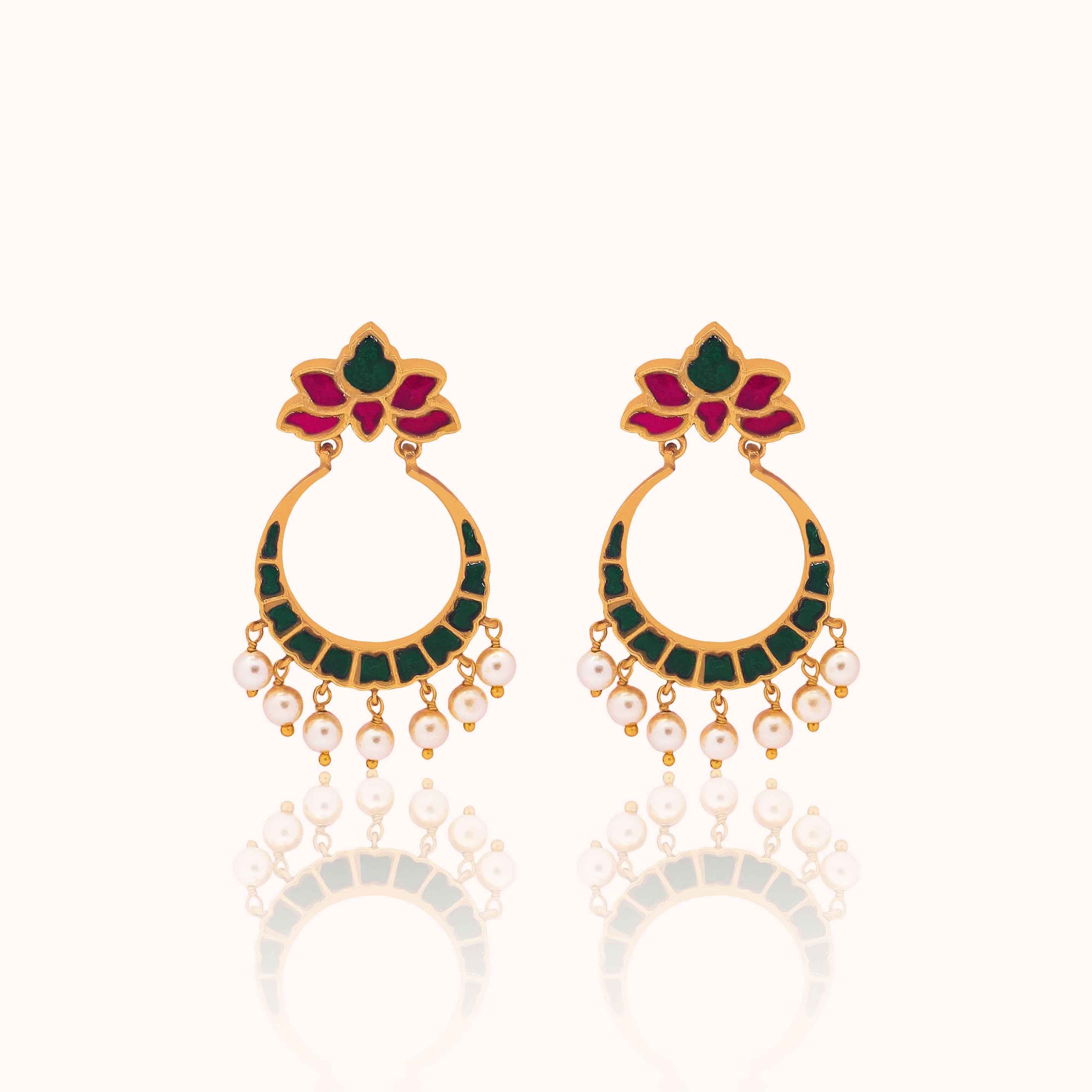 Lotus Chand Bali Sterling Silver Earrings