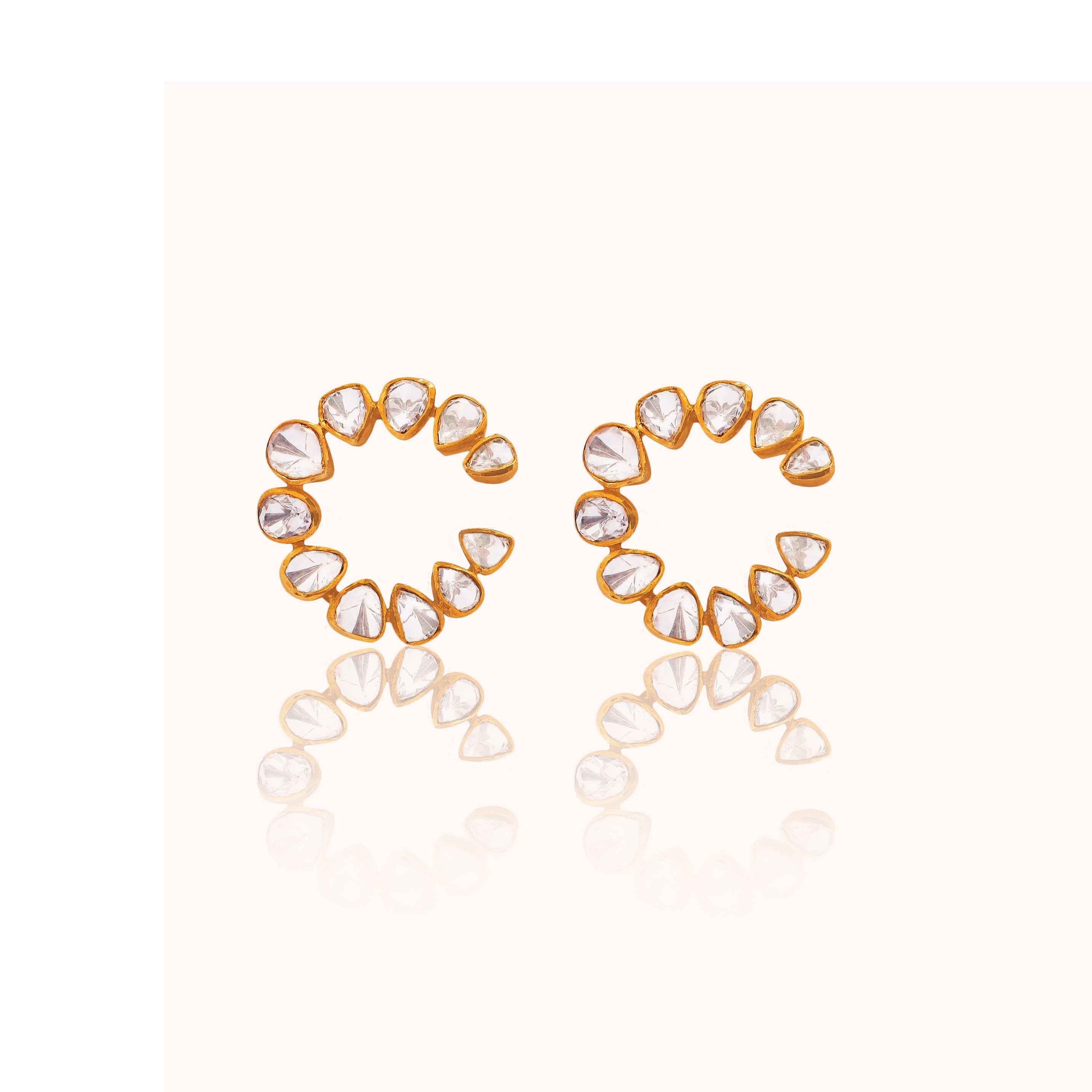 Polki Hoop 925 Silver Earrings