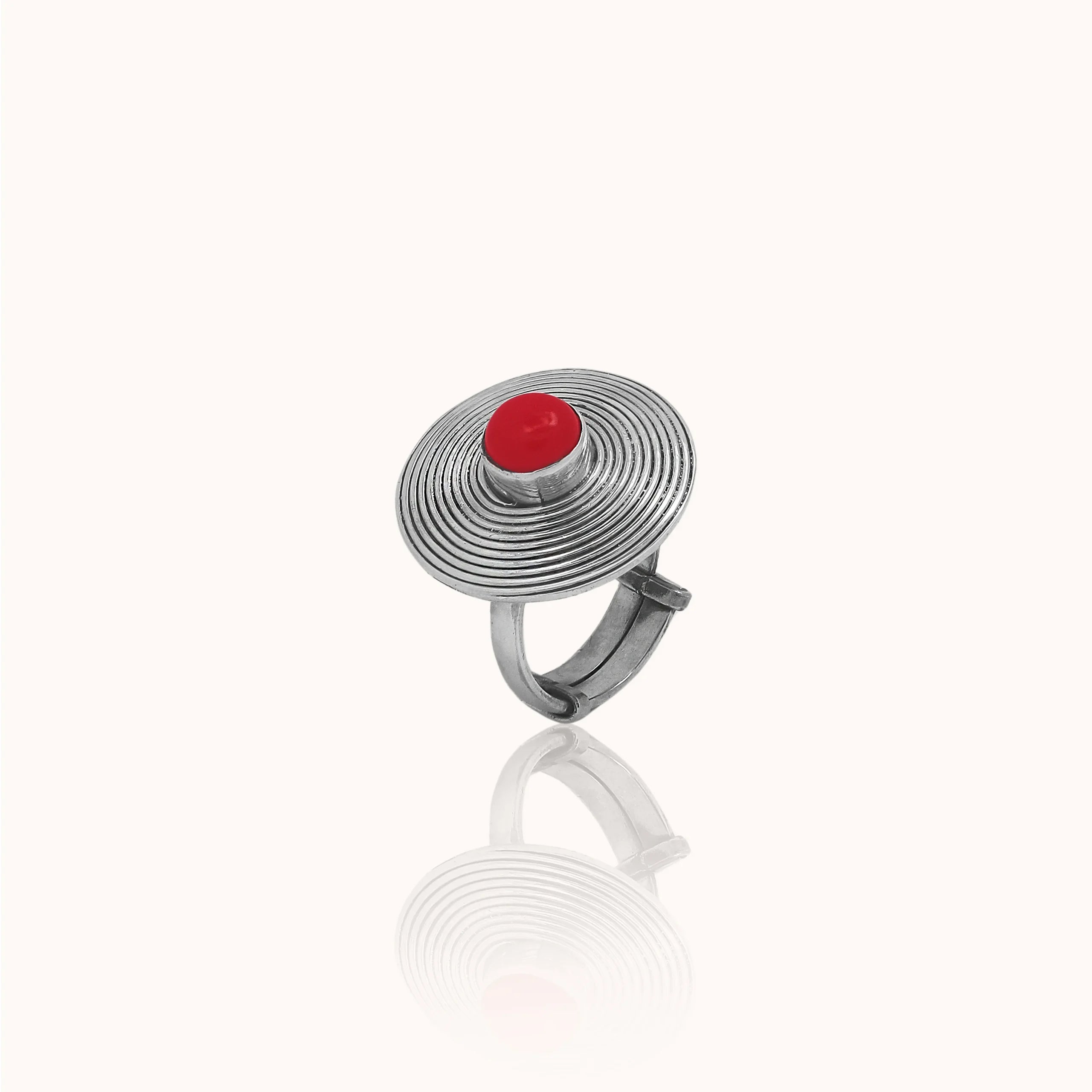 Concentric Red 925 Silver Pendant Set