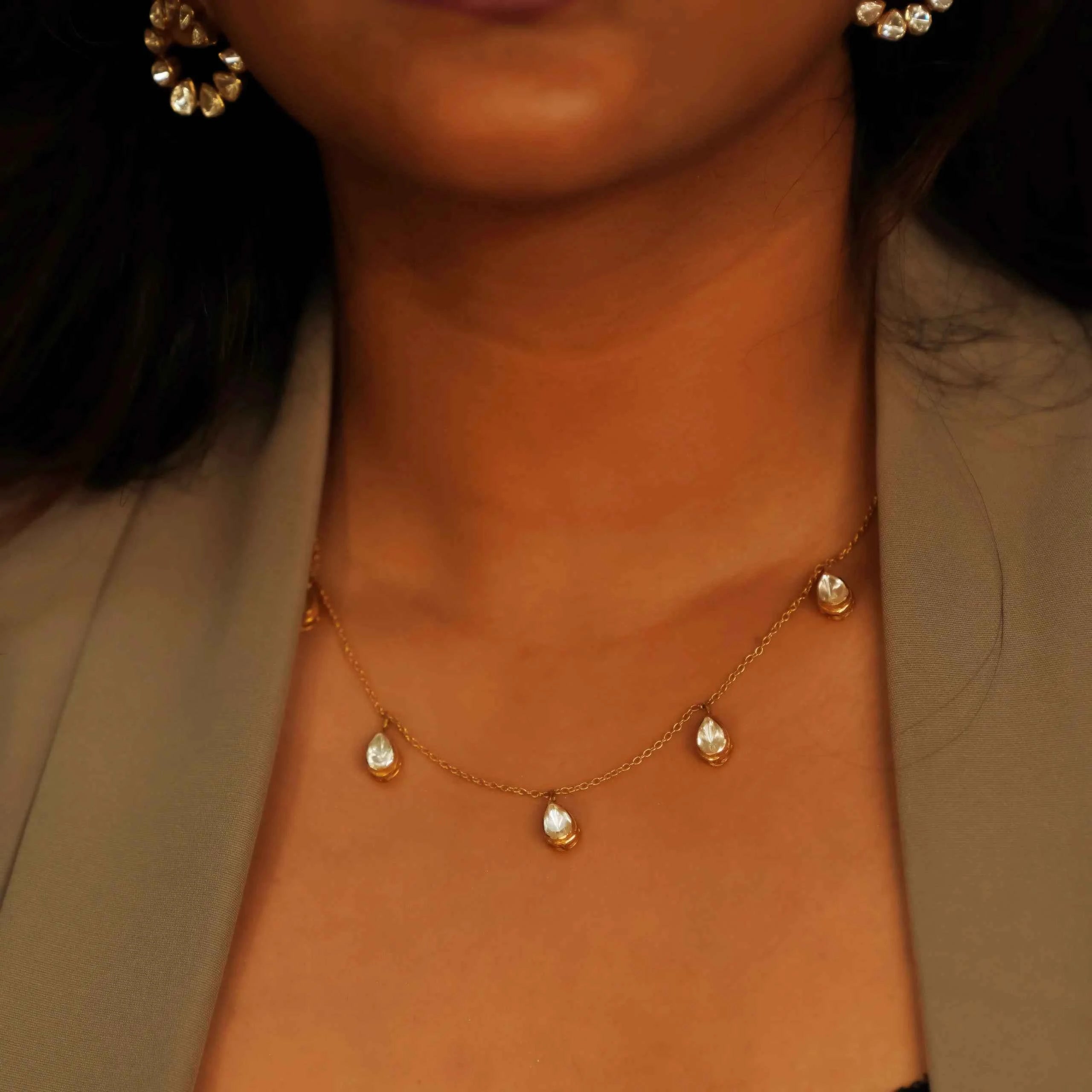 Minimal Teardrop 925 Silver Necklace with Gold polish