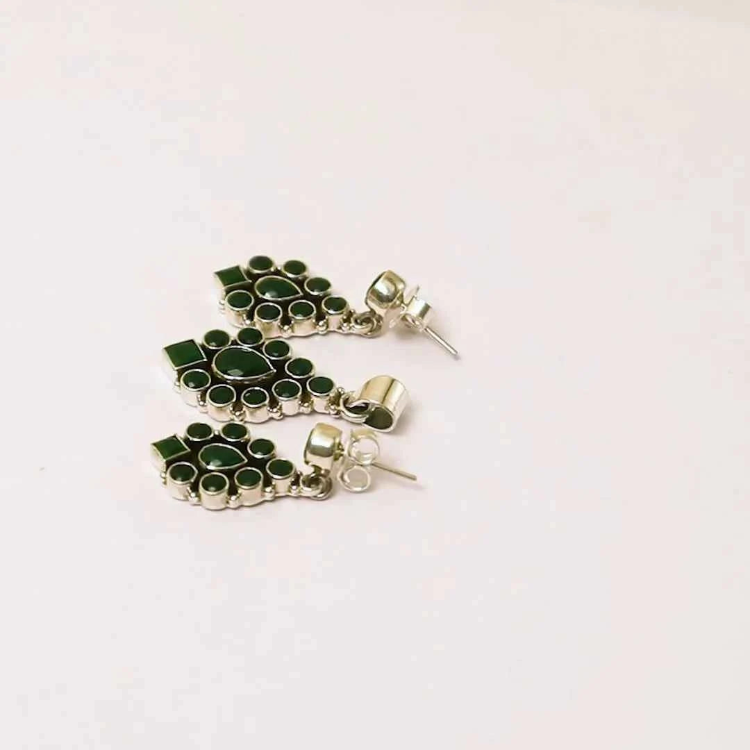 Emerald Drop 925 Silver Pendant Set