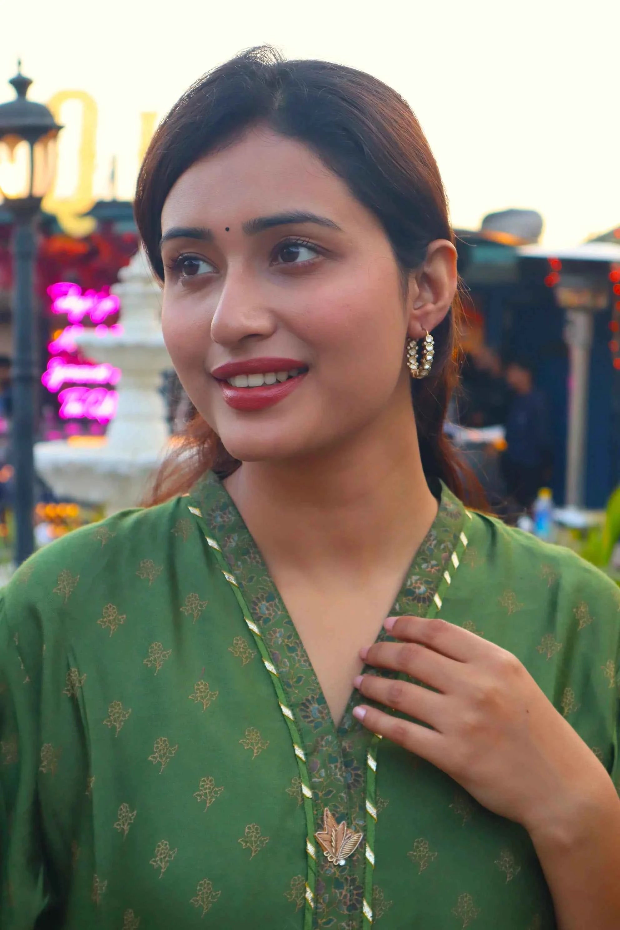 Moissanite Polki Hoop Earrings in 925 Silver & 22K Gold Plating