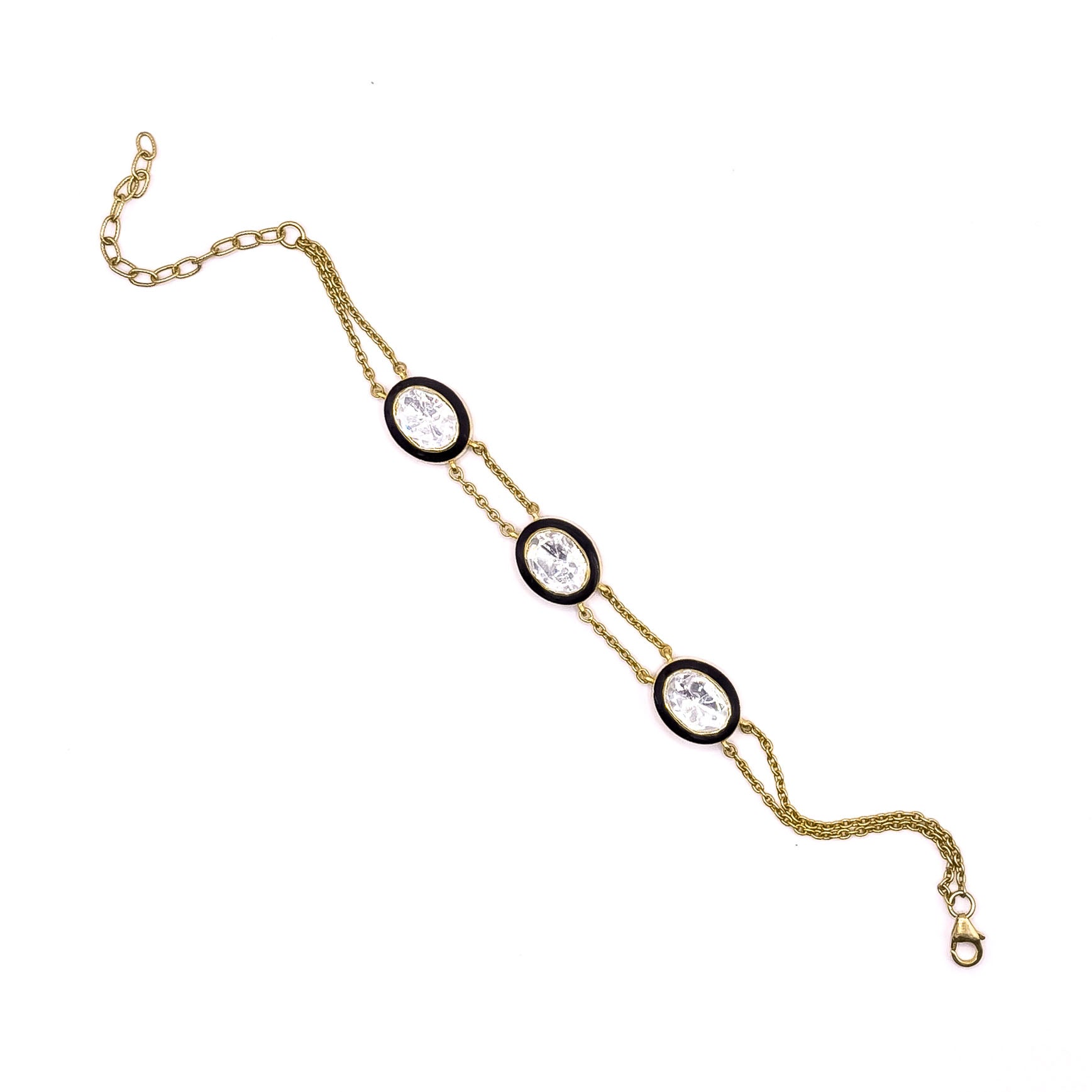 Black Enamel Polki Bracelet