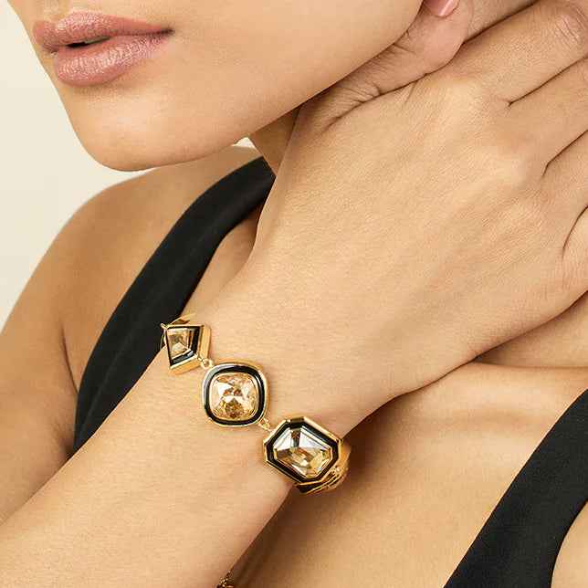 Black Enamel Polki Adjustable Bracelet