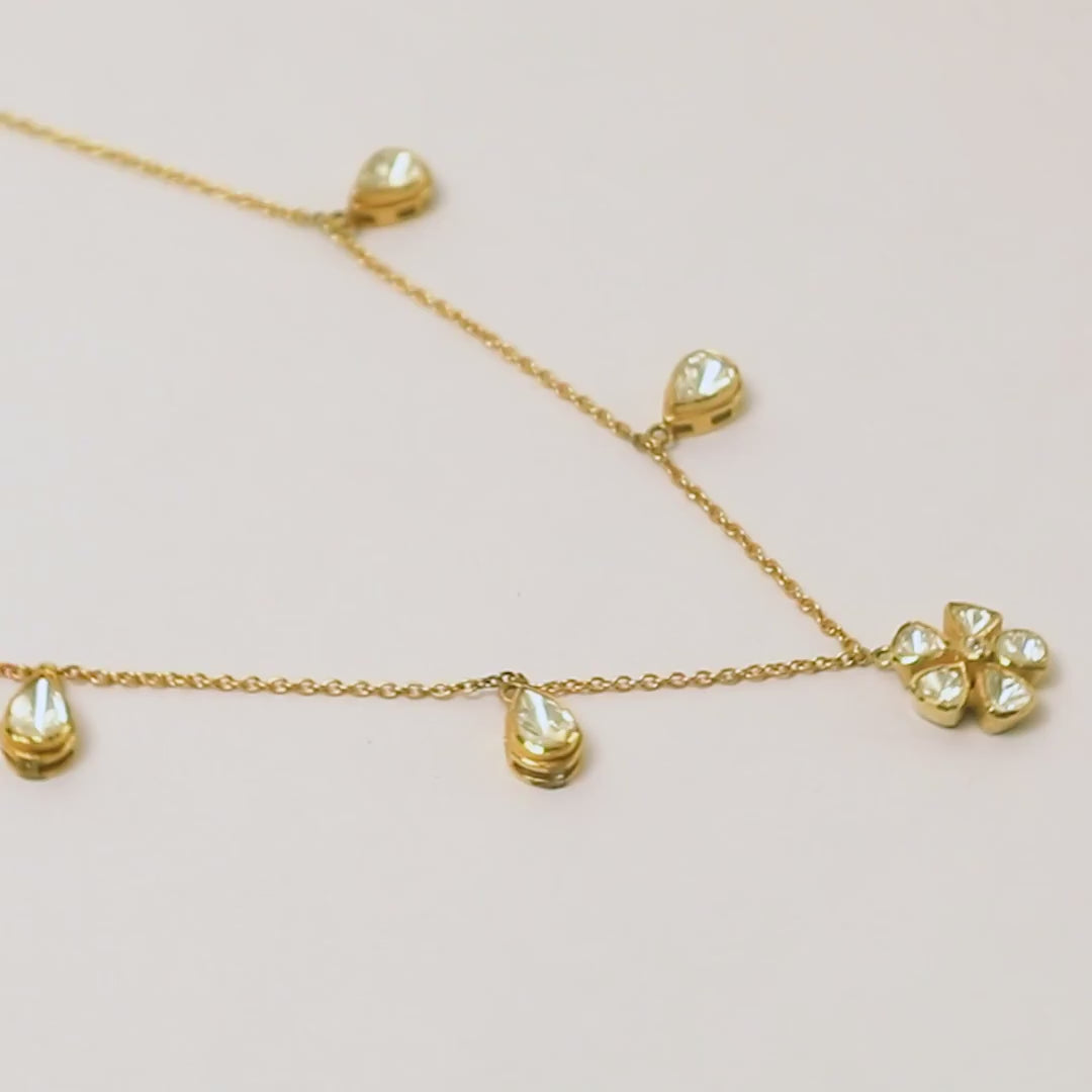 Floral Charm Teardrop 925 Silver Necklace