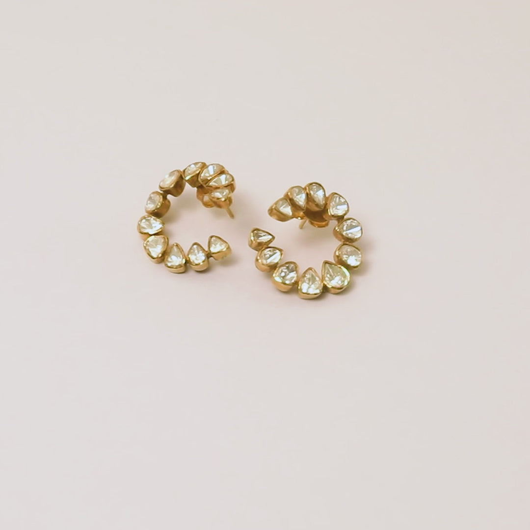 Polki Hoop 925 Silver Earrings