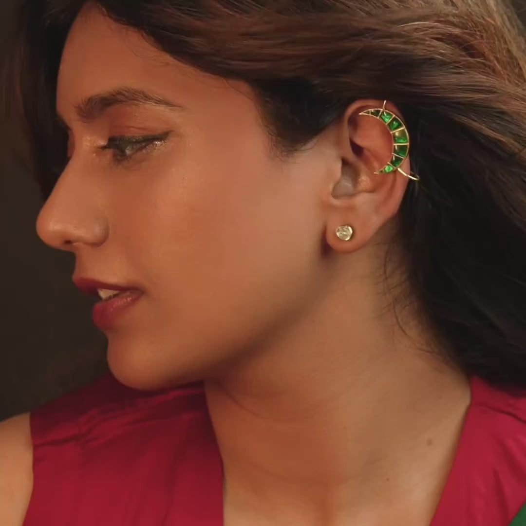 Classic Kundan Stud 925 Silver Earrings with 22K Gold Plating