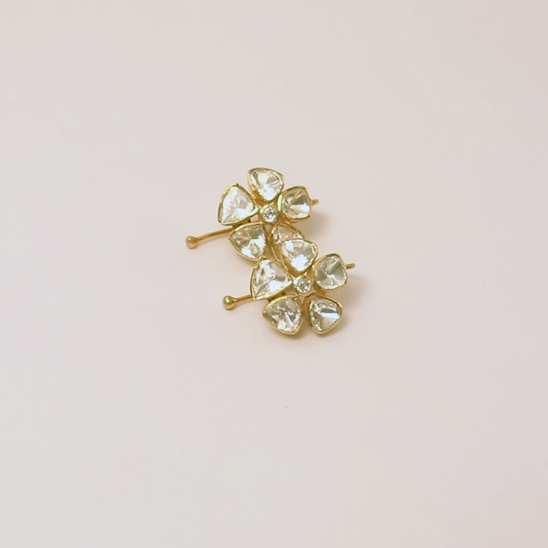 Kundan Bloom Floral 925 Silver Ear Cuff