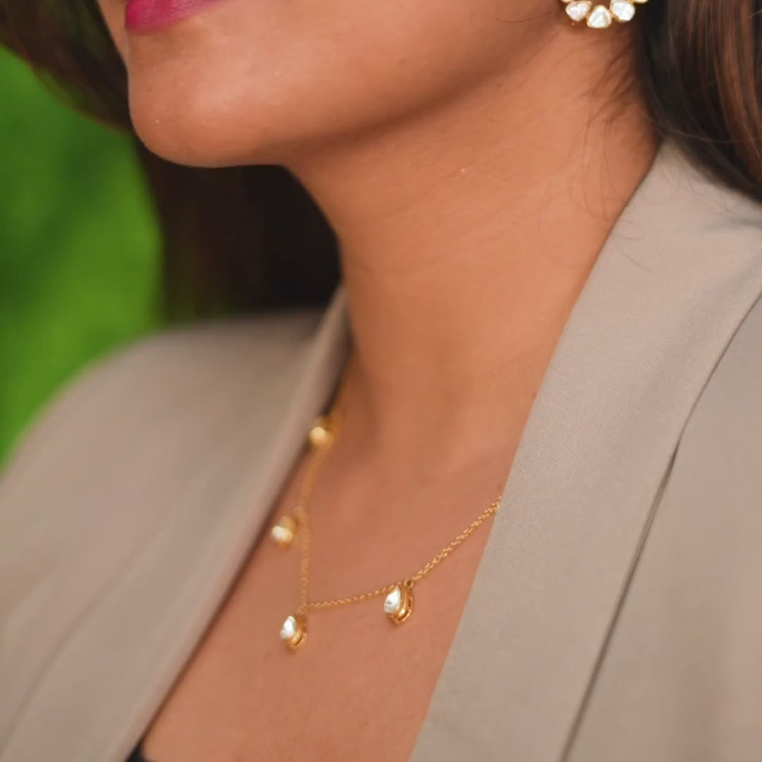 Minimal Teardrop 925 Silver Necklace with Gold polish