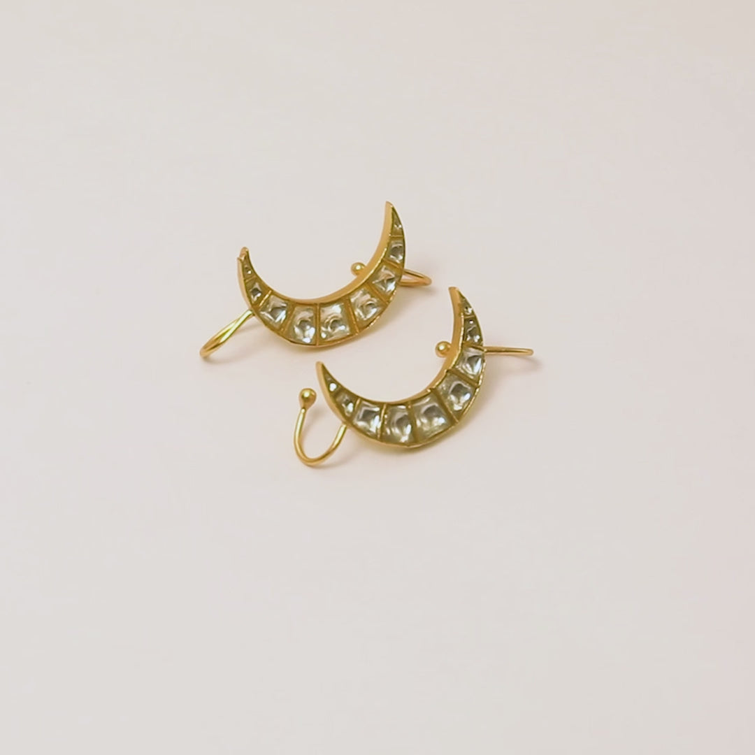 Celestial Kundan Moon 925 Silver Ear Cuff
