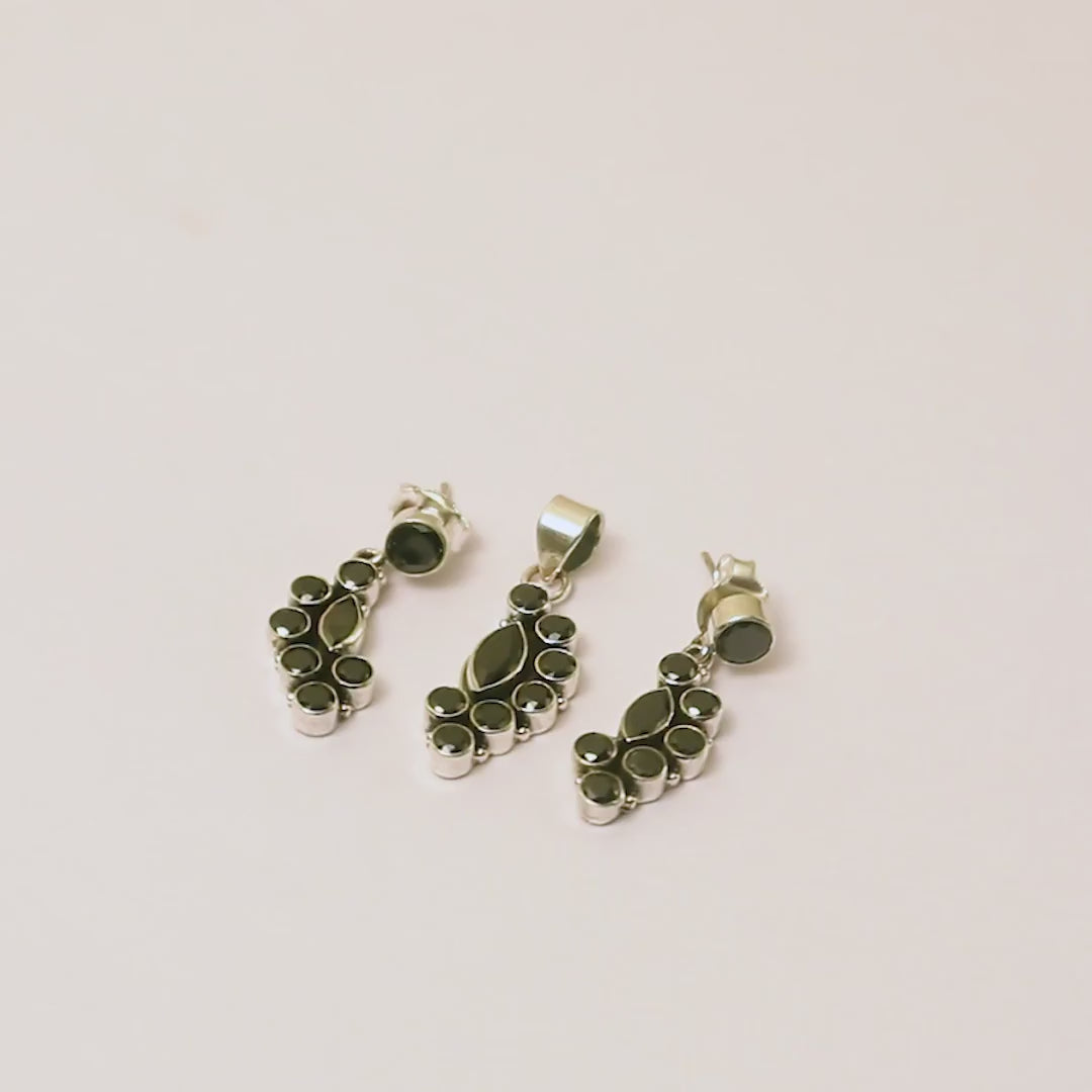 Midnight Black 925 Silver Pendant Set