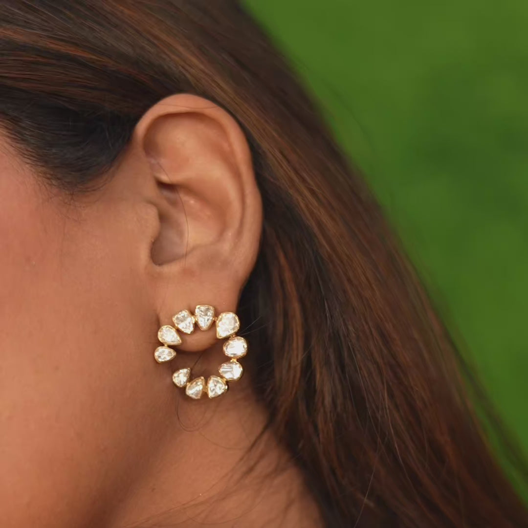 Polki Hoop 925 Silver Earrings