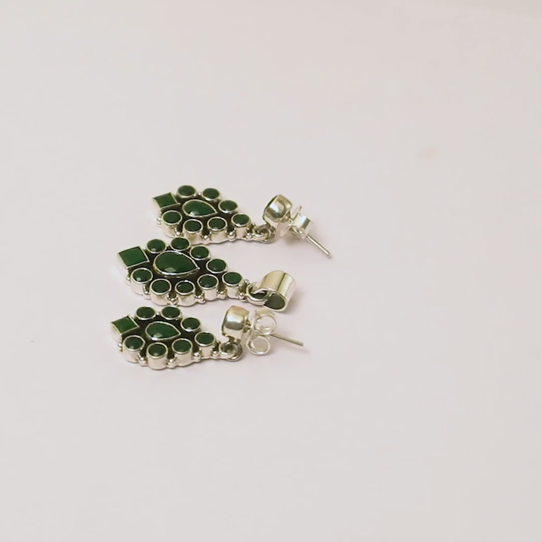 Emerald Drop 925 Silver Pendant Set